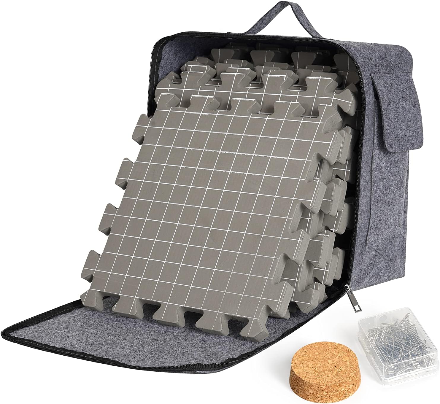 Mardili Blocking Mats for Knitting[9-Pack], Extra Thick Blocking Boards with Grids for Crochet Projects or Needlepoint, Knitting Mats with 100 T-pins and A Cork for Storing T-pins