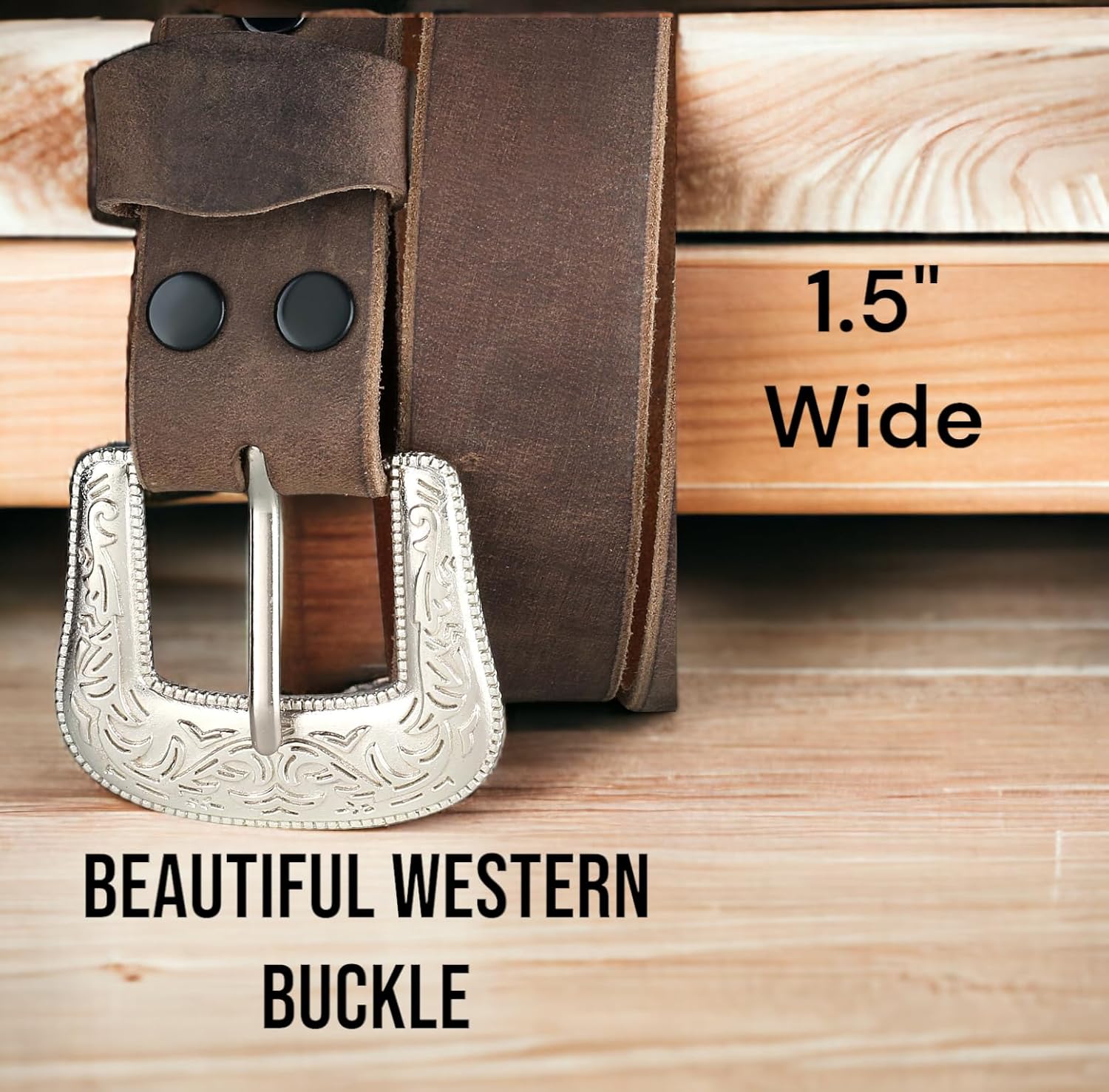 F&L CLASSIC mens Western full grain Leather belt Strap w/Snaps for Interchangeable Buckles, USA, - Image 4