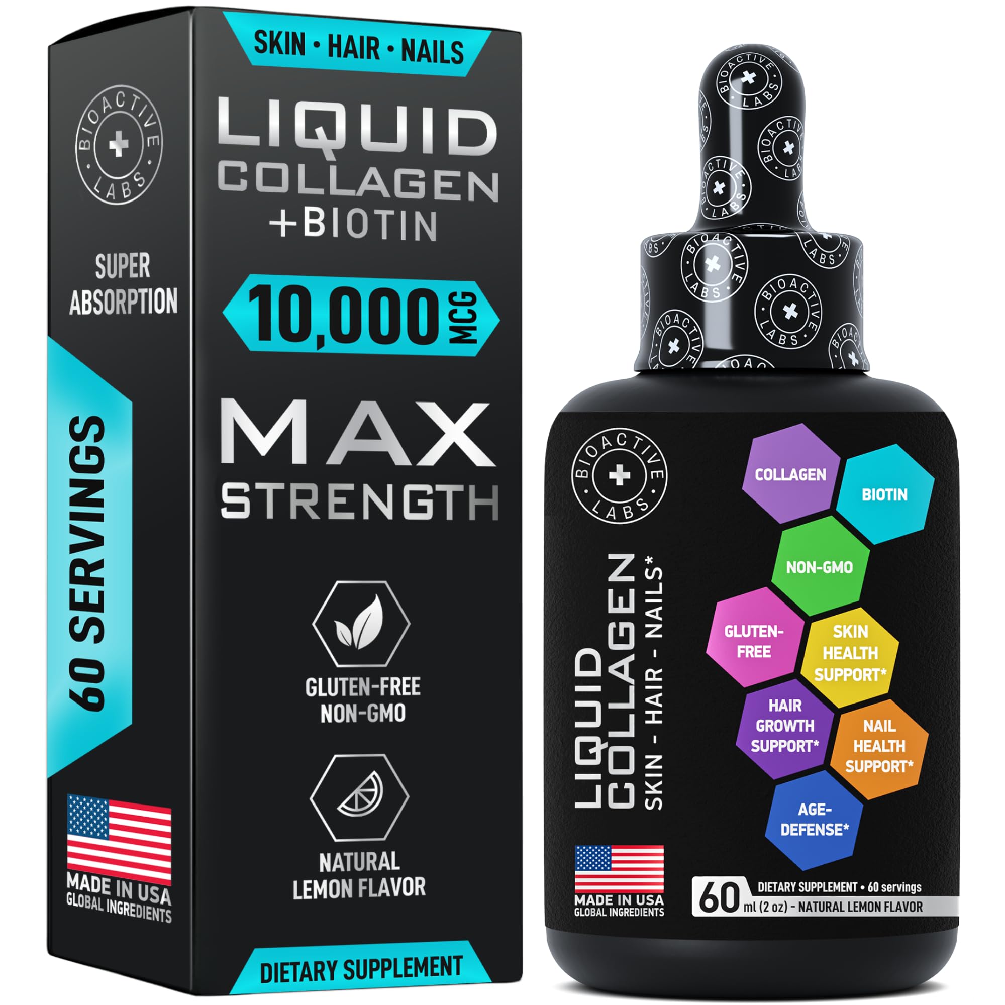 Hydrolyzed Liquid Collagen with Biotin and Bariatric Multivitamin with Iron - Body Support Bundle
