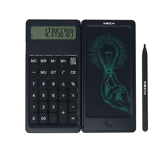XECH Calculator with Writing Pad 12 Digit Pocket Calculator Foldable
