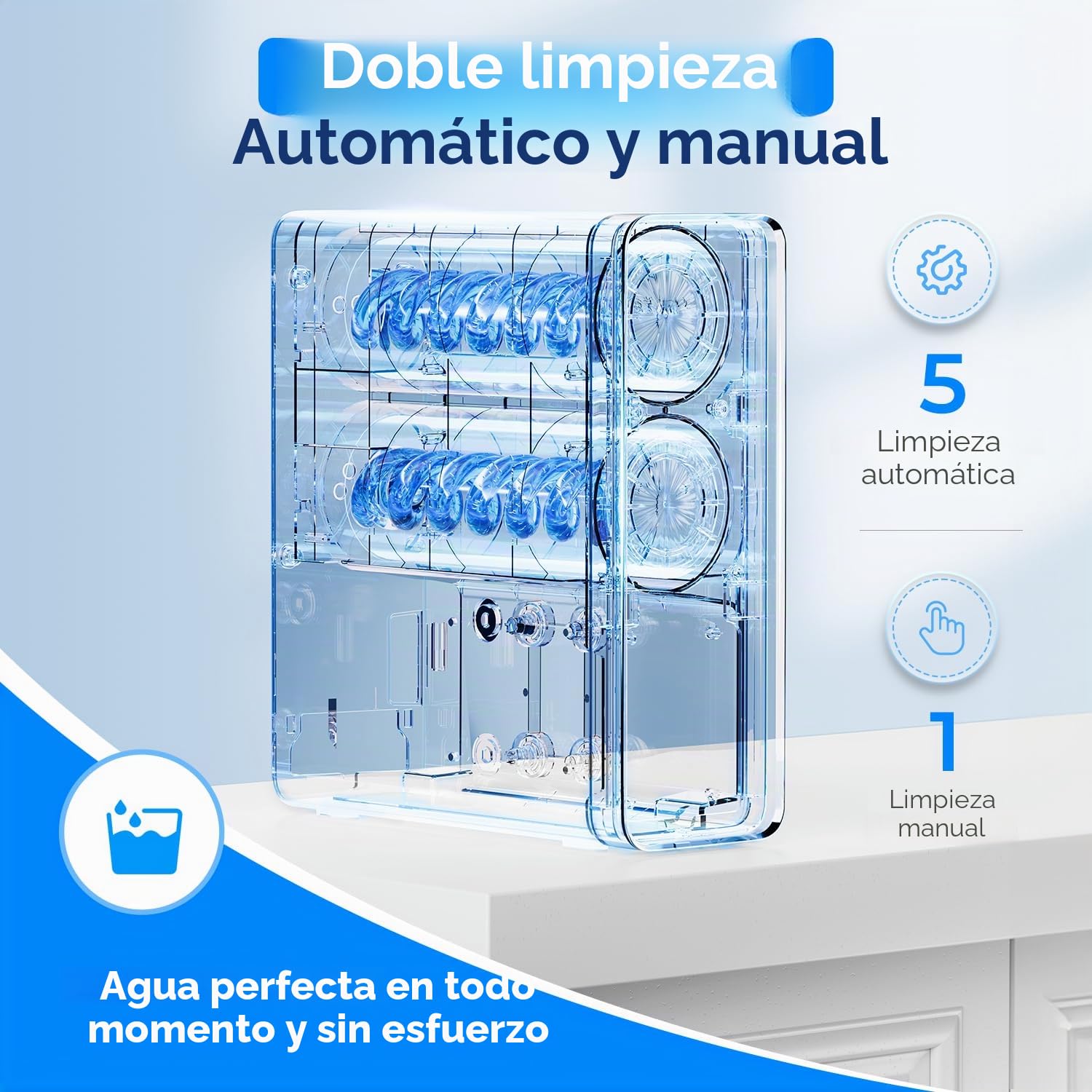 Ecoviva Sistema de filtración de agua de ósmosis inversa, sistema de ósmosis inversa 600GPD agua potable, sistema de osmosis de filtración de 8 etapas, 2,5:1 relación de puro a drenaje, RO & Opciones