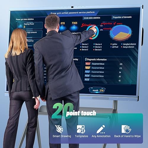 Miniatura 5 de Smart Board, 65 Inch All in One Interactive Whiteboard with 4K UHD Touch Screen Flat Panel, Digital Electronic Whiteboard Built in Dual System and
