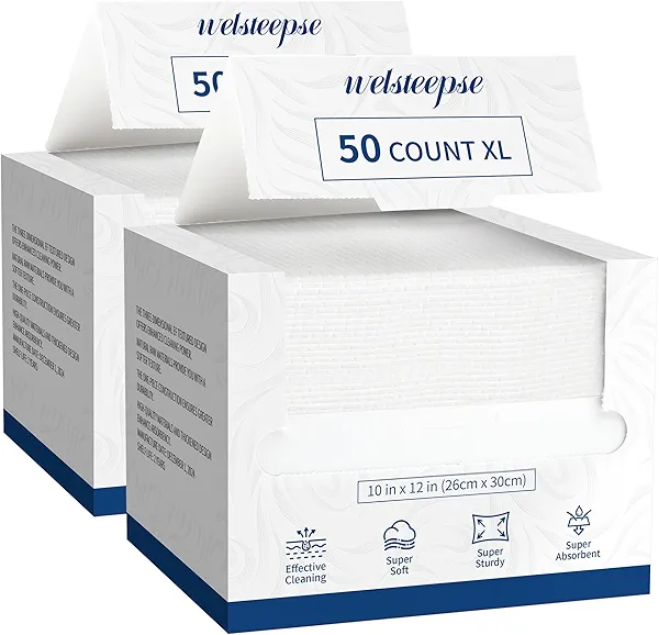 Welsteepse Disposable Face Towelettes, Makeup Remover Dry Wipes, Ultra Soft, 100% Biobased 100 PCS