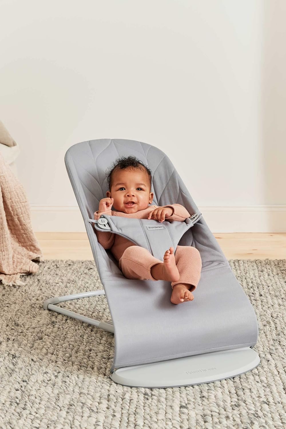 BabyBjörn Sdraietta Bliss, Tessuto, Trapunto a petalo, Grigio chiaro