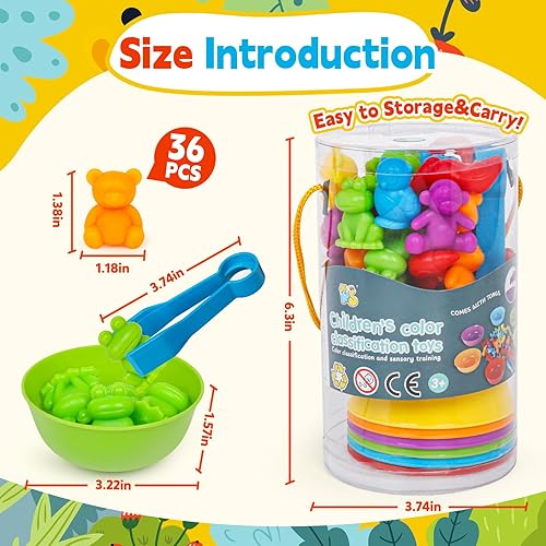 Miniatura 7 de Juguetes de clasificación de colores para niños pequeños, juegos de emparejamiento de animales Montessori, educativo, precolar, actividades de