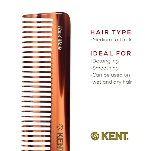 Miniatura 6 de Kent Peine desenredante de dientes anchos 92T para cabello rizado, peine desenredante para todo tipo de cabello, peine de pelo para hombre y peine