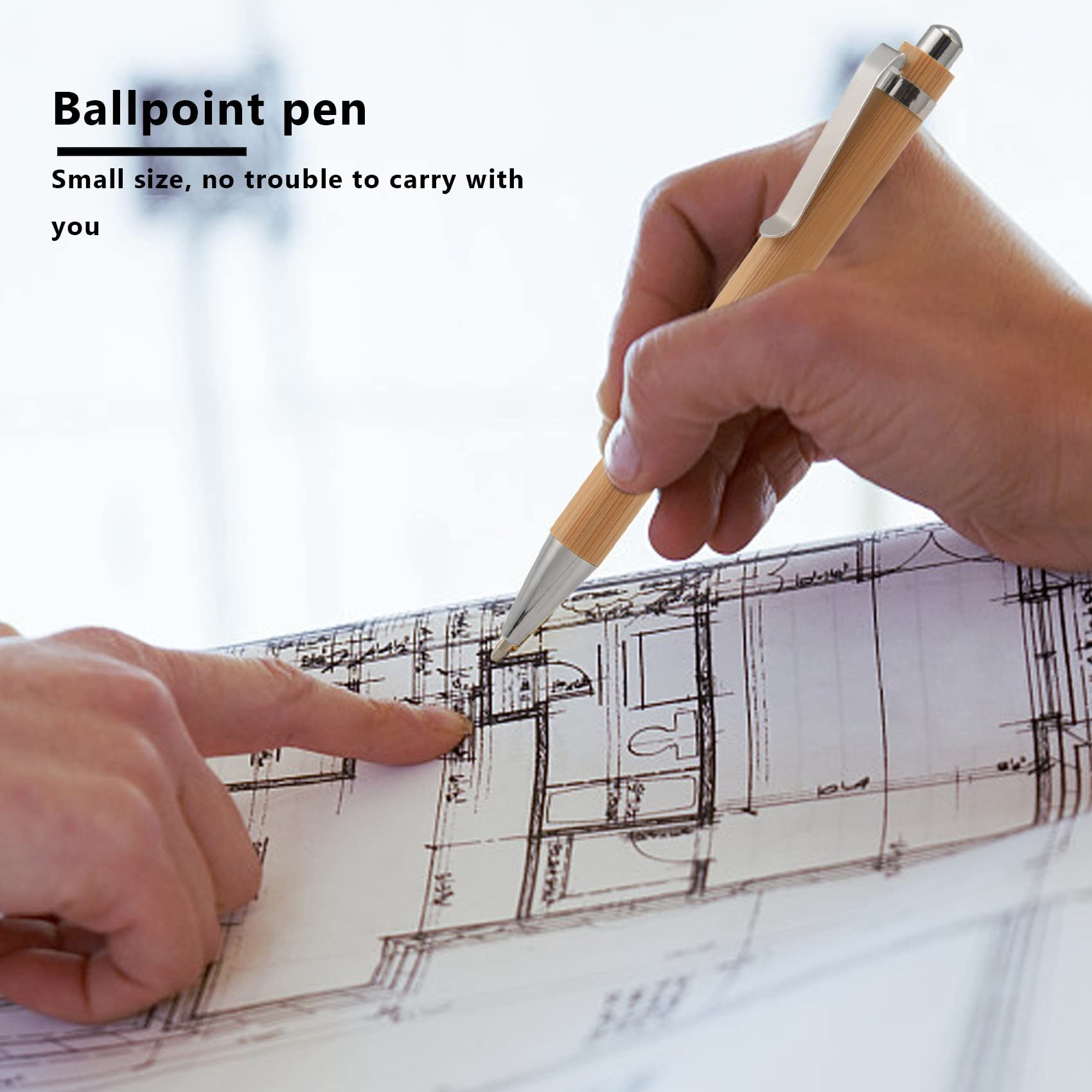 Caoruiy 100 Pcs/Lot Bamboo Ballpoint Pen Stylus Contact Pen Office & School Supplies Pens & Writing Supplies Gifts-Black Ink - Image 4