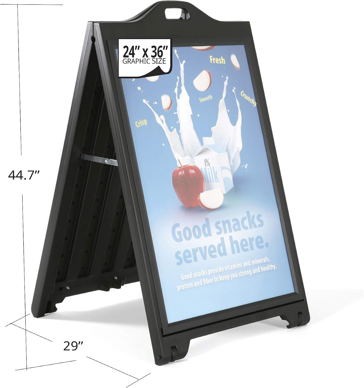 Azar Displays 300244-BLK Black Double-Sided Sidewalk A-Frame Sign w/Protective Lens 24" x 36 - Black