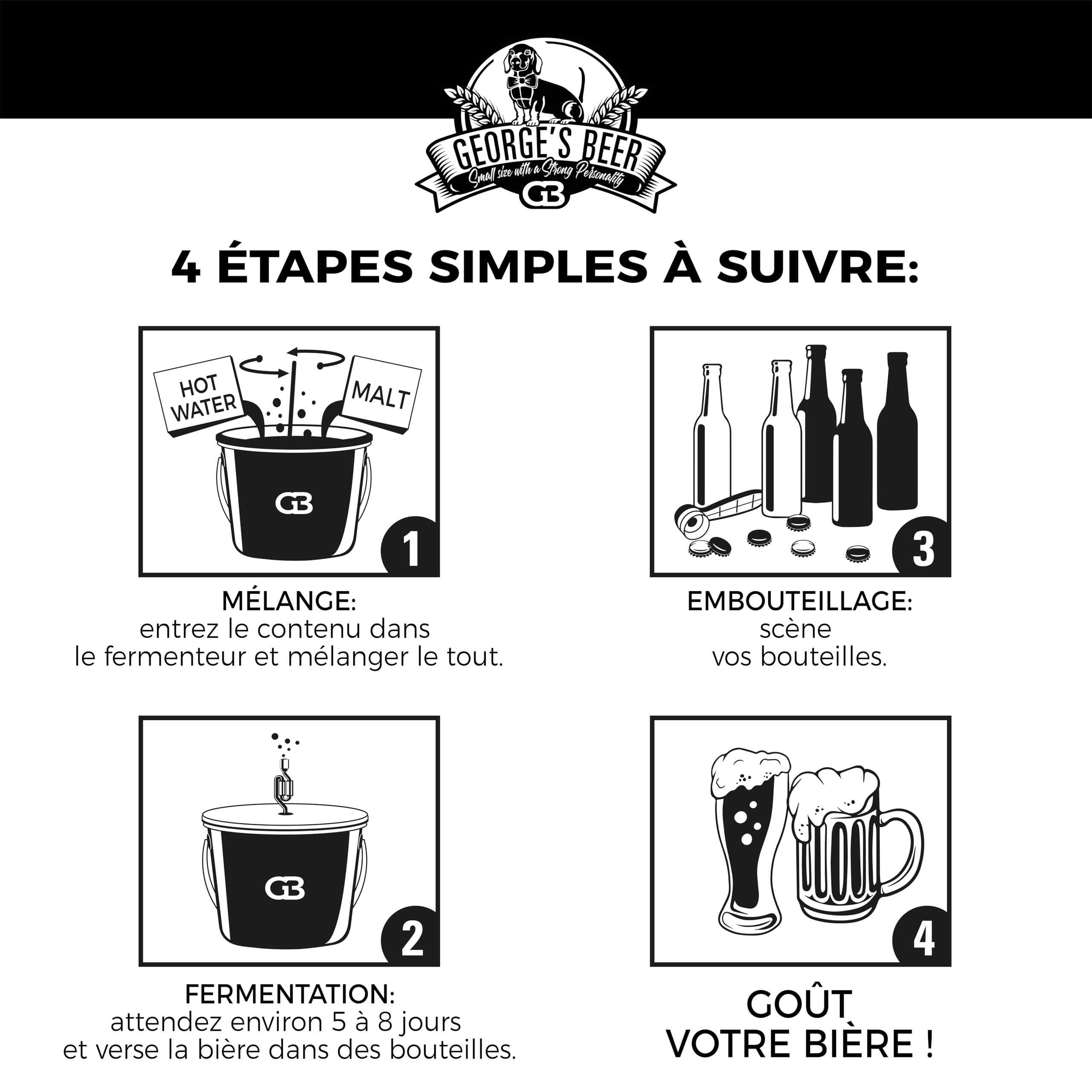 Beer & Wine - George's Kit de Fermentation de la bière 5 l - Bière Artisanale Maison - Kit de Fermentation de Malte - Kit bière- Kit de Production de bière - Idée Cadeau (Kit avec Malt IPA)
