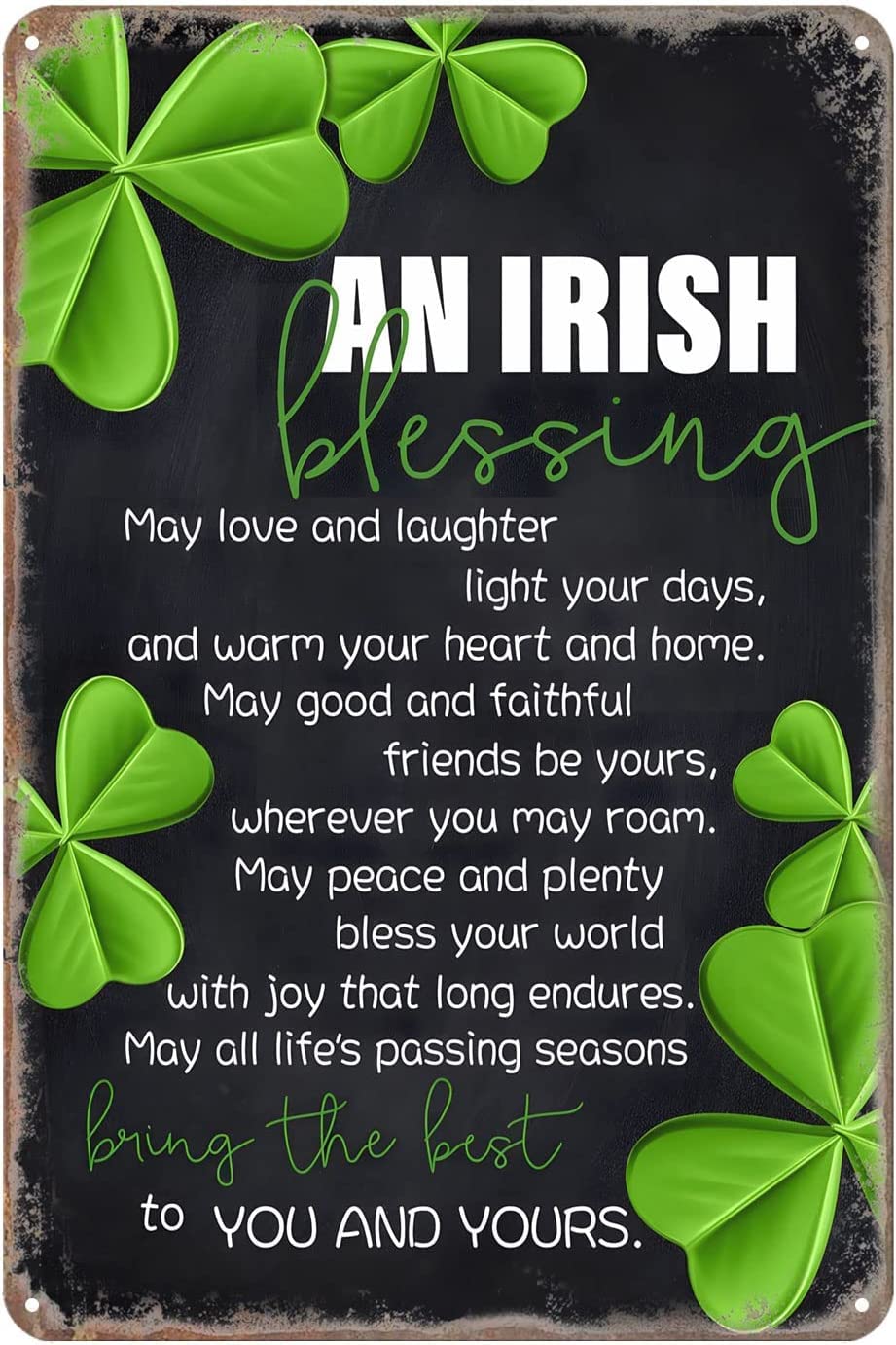 Mocozim Metal Sign an Irish Blessing May Love and Laughter Retro Decor Home Kitchen Bar Cafe Club Cave Wall Decor Art Sign 8x12 Inch