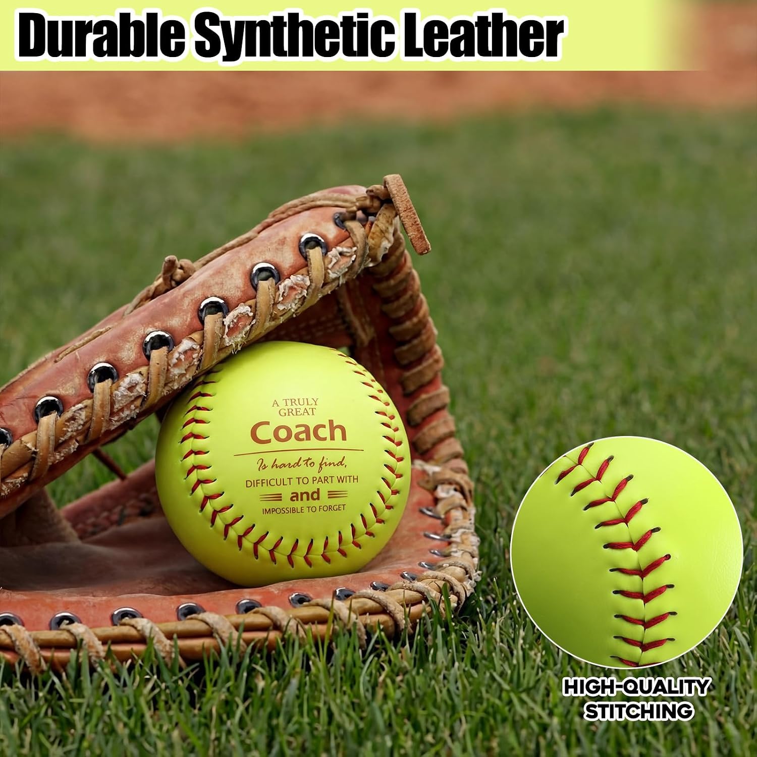 Eurzom Best Softball Coach Gift Set Include 9 Inch Printed Leather Greeting Card and Gift Box Christmas Thank You Gifts for Coaches