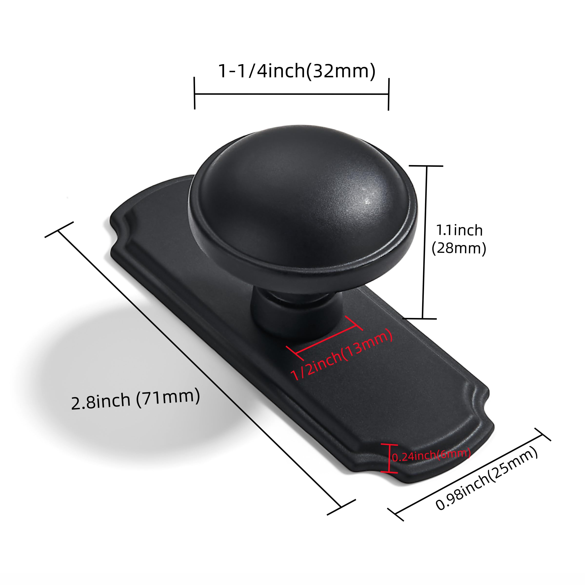 KHTUMEWARE-KH270 Round Knob, Matte Black, 1-1/4 in (32 mm), 2-Pack in Matte Black — KHTUMEWARE