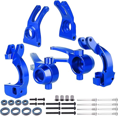 HobbyPark Bloque de dirección frontal de aluminio nudillos y C-Hubs Bloques de ruedas y bujes traseros para Arrma 110 Granite 4X4, Typhon, Big Rock,