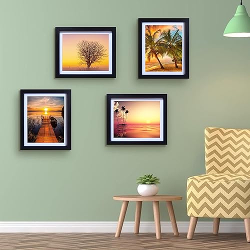 Miniatura 3 de Marco de fotos de 8 x 10 pulgadas con paspartú, marcos de fotos blancos, 4 paquetes para montaje en pared o exhibición de mesa