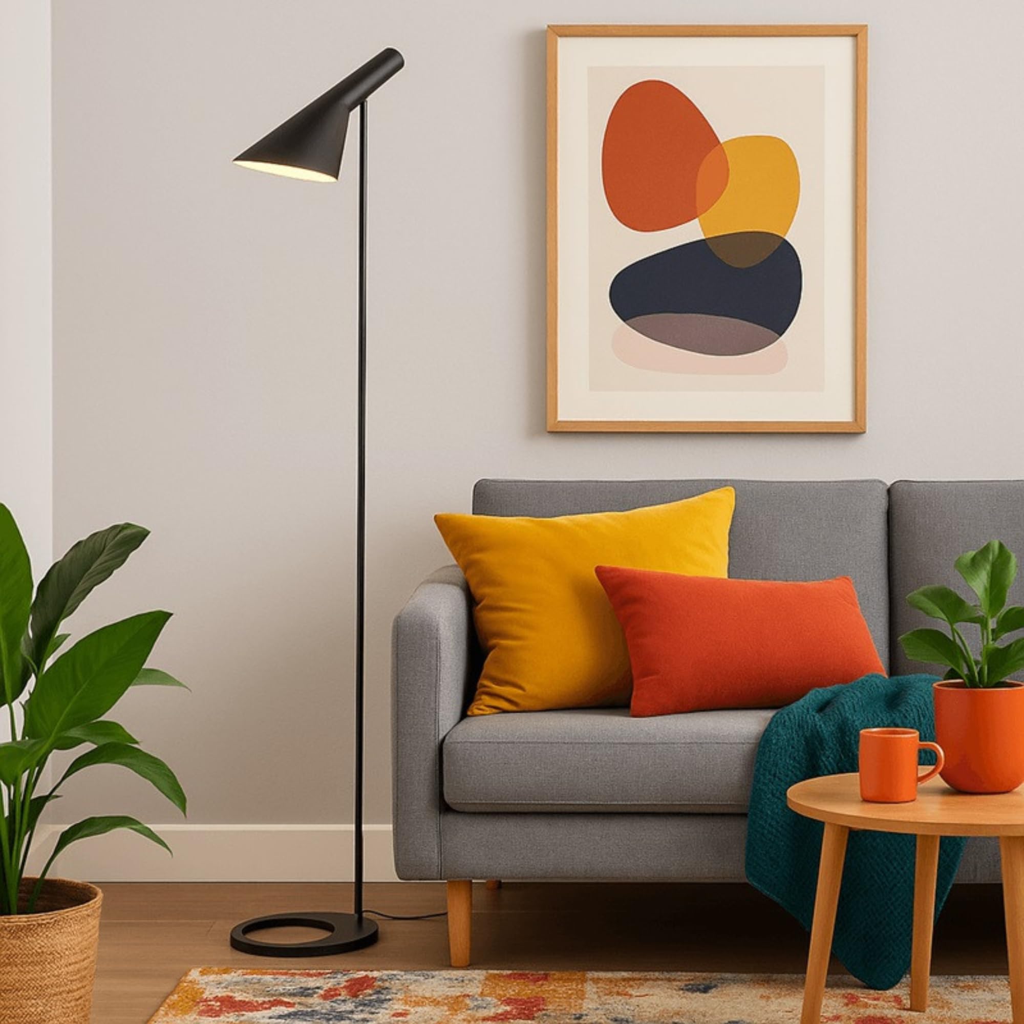 BarcelonaLED Stehleuchte, modernes Design, nordisches Metall, Schwarz mit E27 Fassung mit verstellbarem Kopf, Fußschalter für Boden Wohnzimmer Schlafzimmer Studio