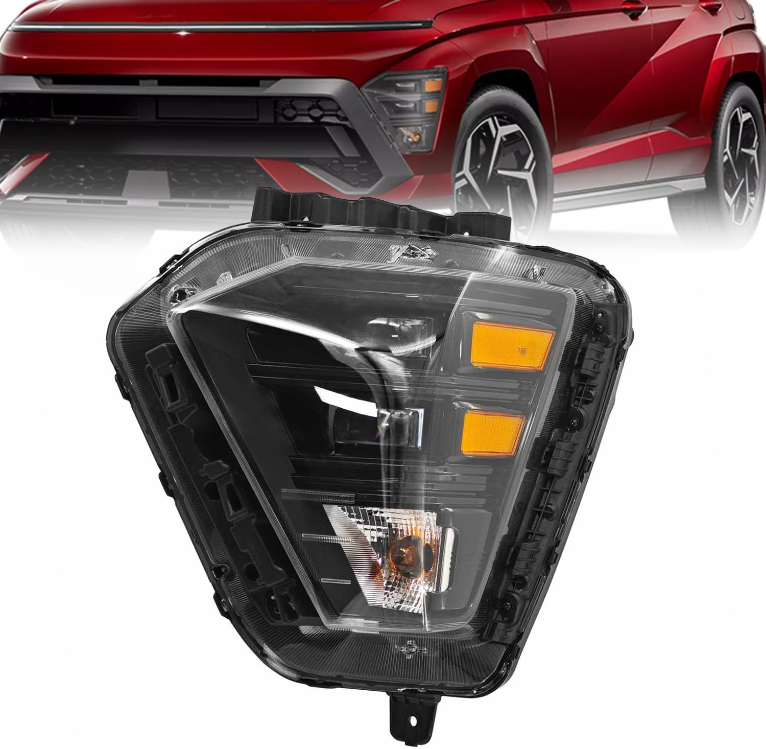 Left LED Headlight Compatible With Hyundai Kona 2024 2025 Driver Side Headlamp Assembly Replace 92101-BE020 114-12121L