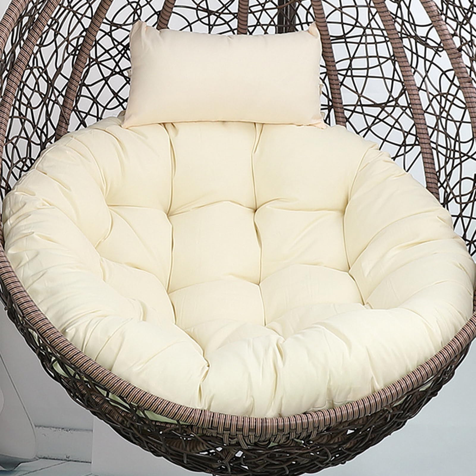 Swing Chair Cushion Soft Thick Egg Chairs Cushion, Includes Head Pillow Breathable Hammock Chairs Hanging Baskets Machine Washable Perfect for Relaxing in Garden Patio or Living Room,NO18,110cm