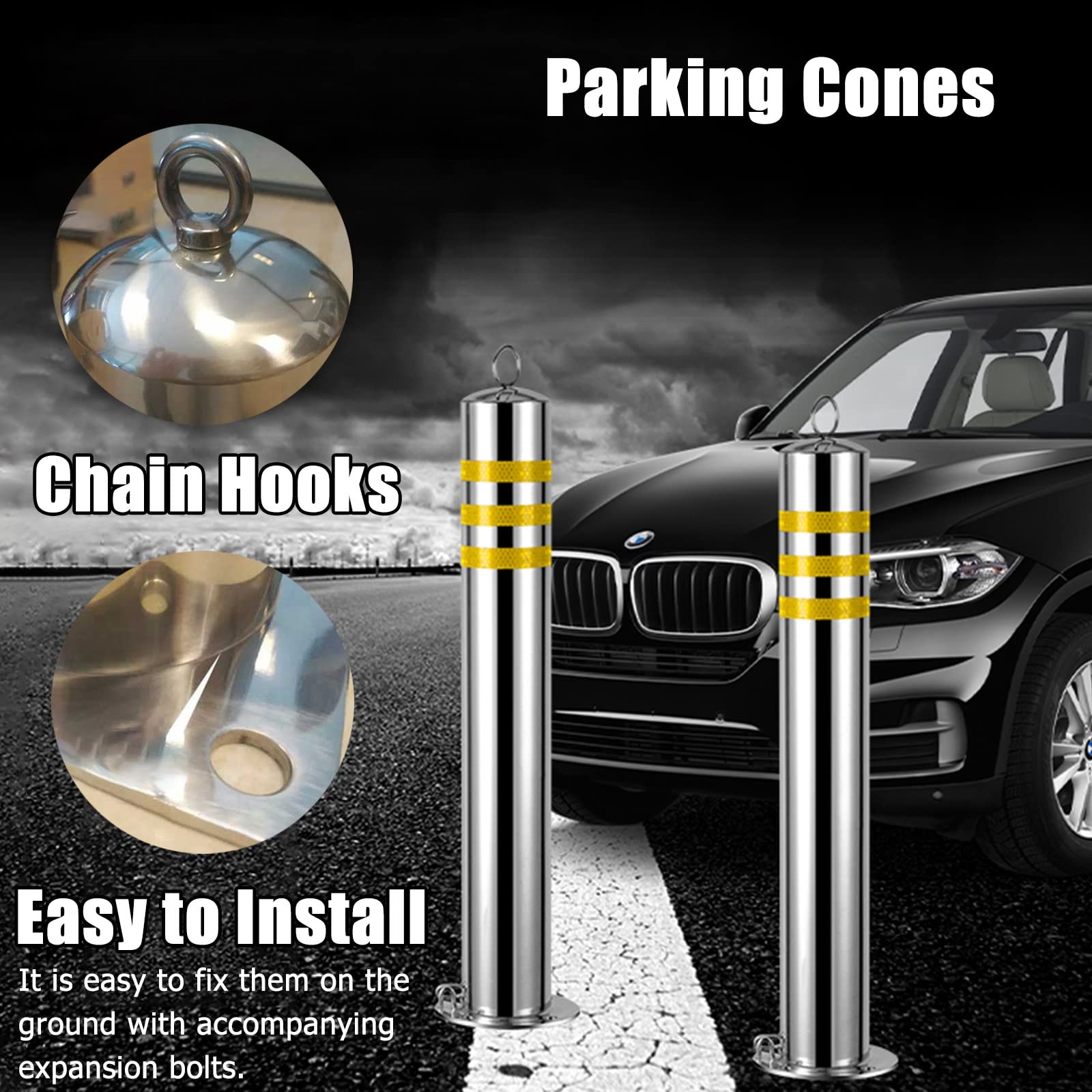 Poste Delimitador De Tráfico, Poste Delimitador De Conos De Seguridad, Poste Delimitador Removible, Conos De Tráfico Vial con Cerradura Y Llaves, Barrera De Estacionamie,1 Pack-50cm/20in