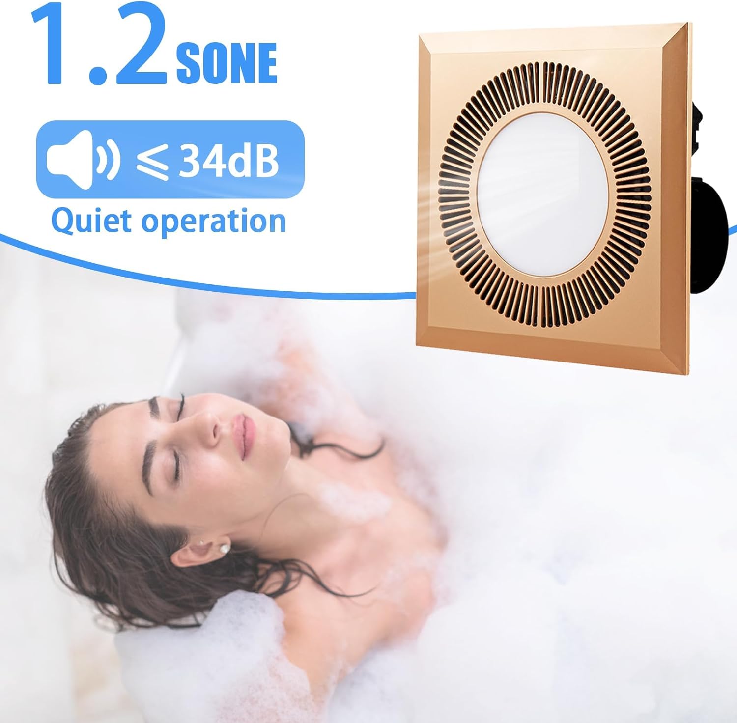 Bathroom Exhaust Fan with LED Light, High CFM Efficient Ventilation Fan for Ceiling Mount, Ultra Quiet Powerful Vent Fan & Adjustable Light Combo for Bath, Shower, Office, 21W (Copper Color)