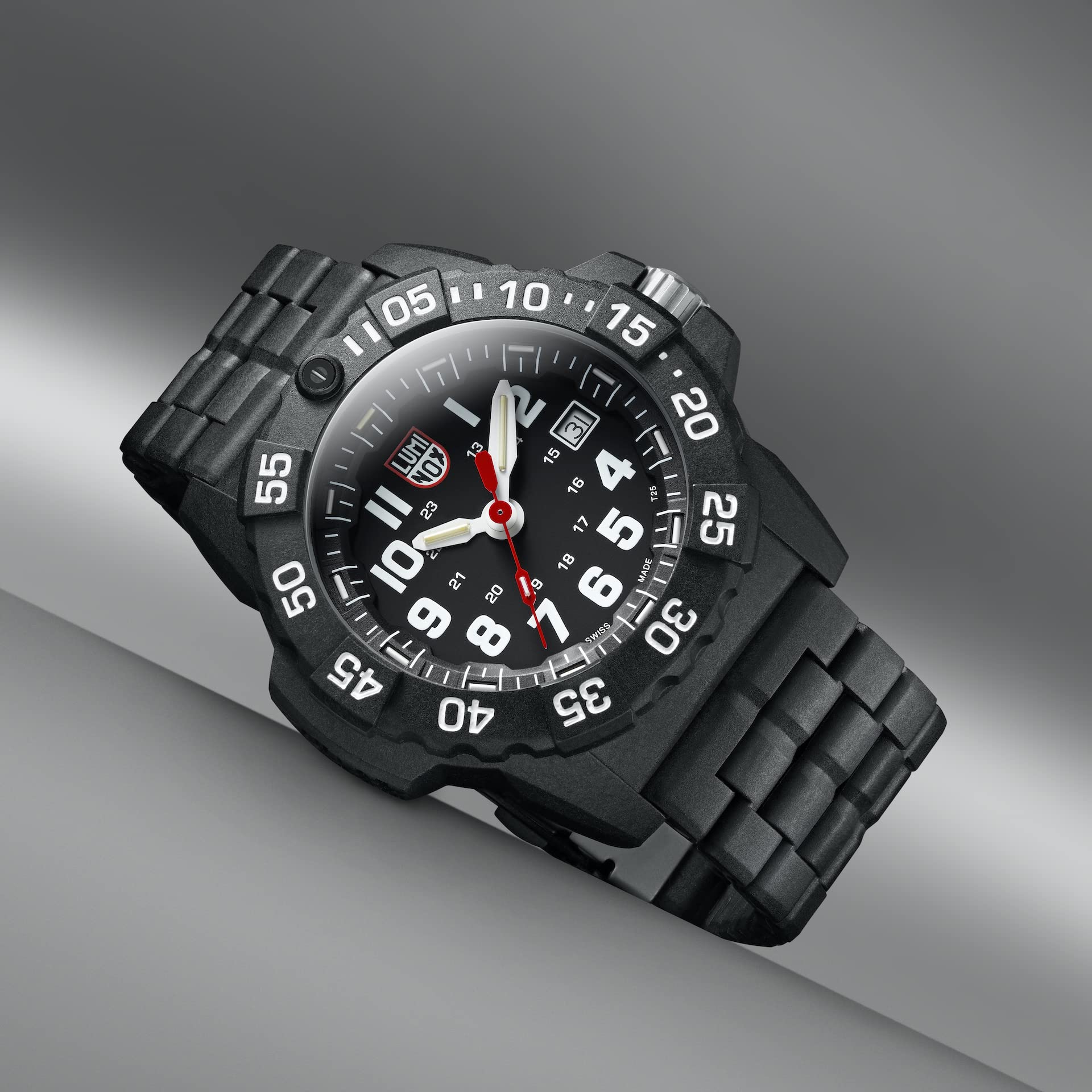 Luminox Navy Seal XS.3502.L męski zegarek 45 mm - wojskowy zegarek nurkowy w kolorze czarnym z funkcją daty 200 m wodoodporny, Czarny, Bransoletka