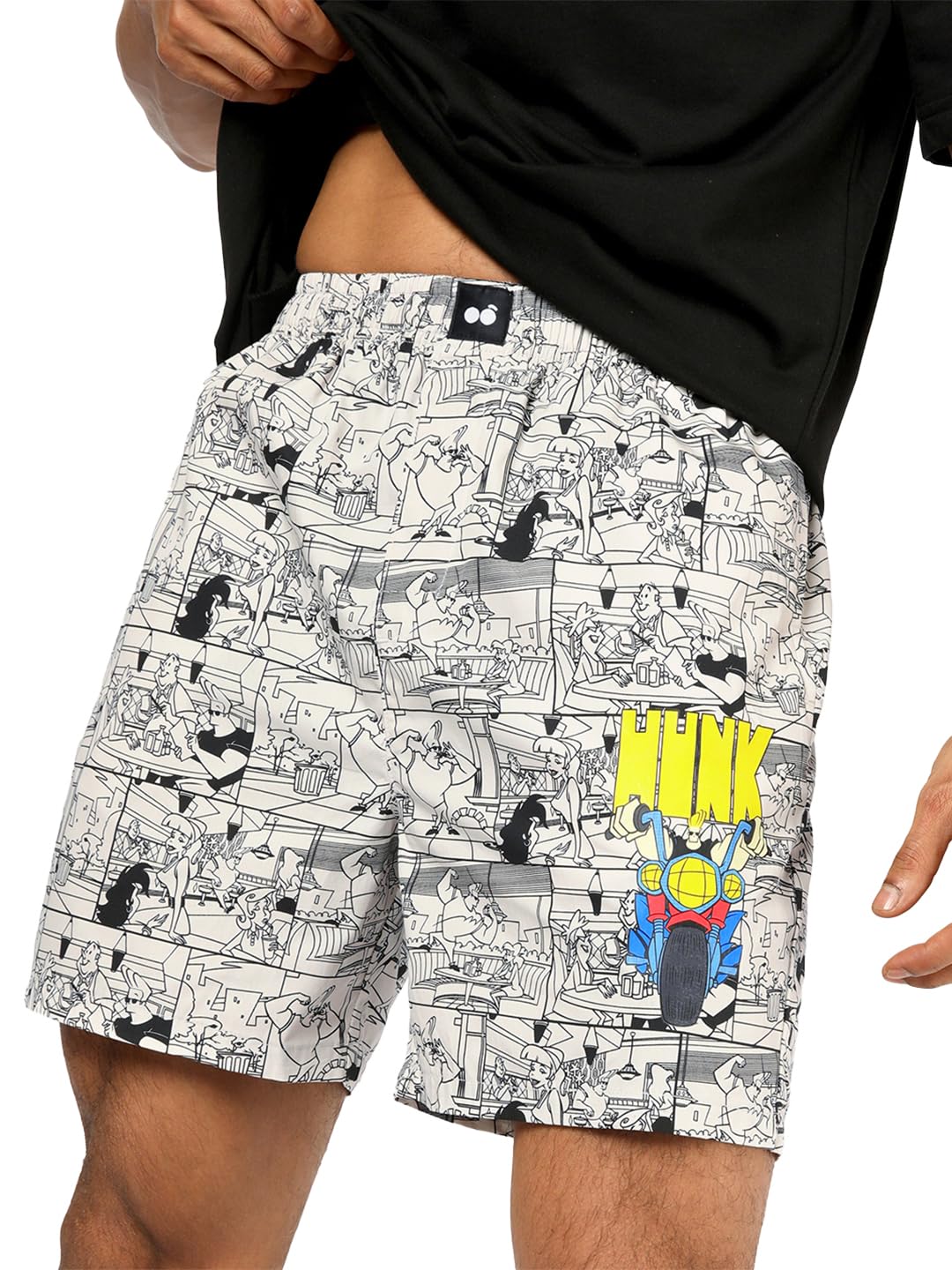 bewakoof Cartoon Network Johnny Bravo Men's All Over Printed Regular Fit Poplin Cotton Boxer-picture-13