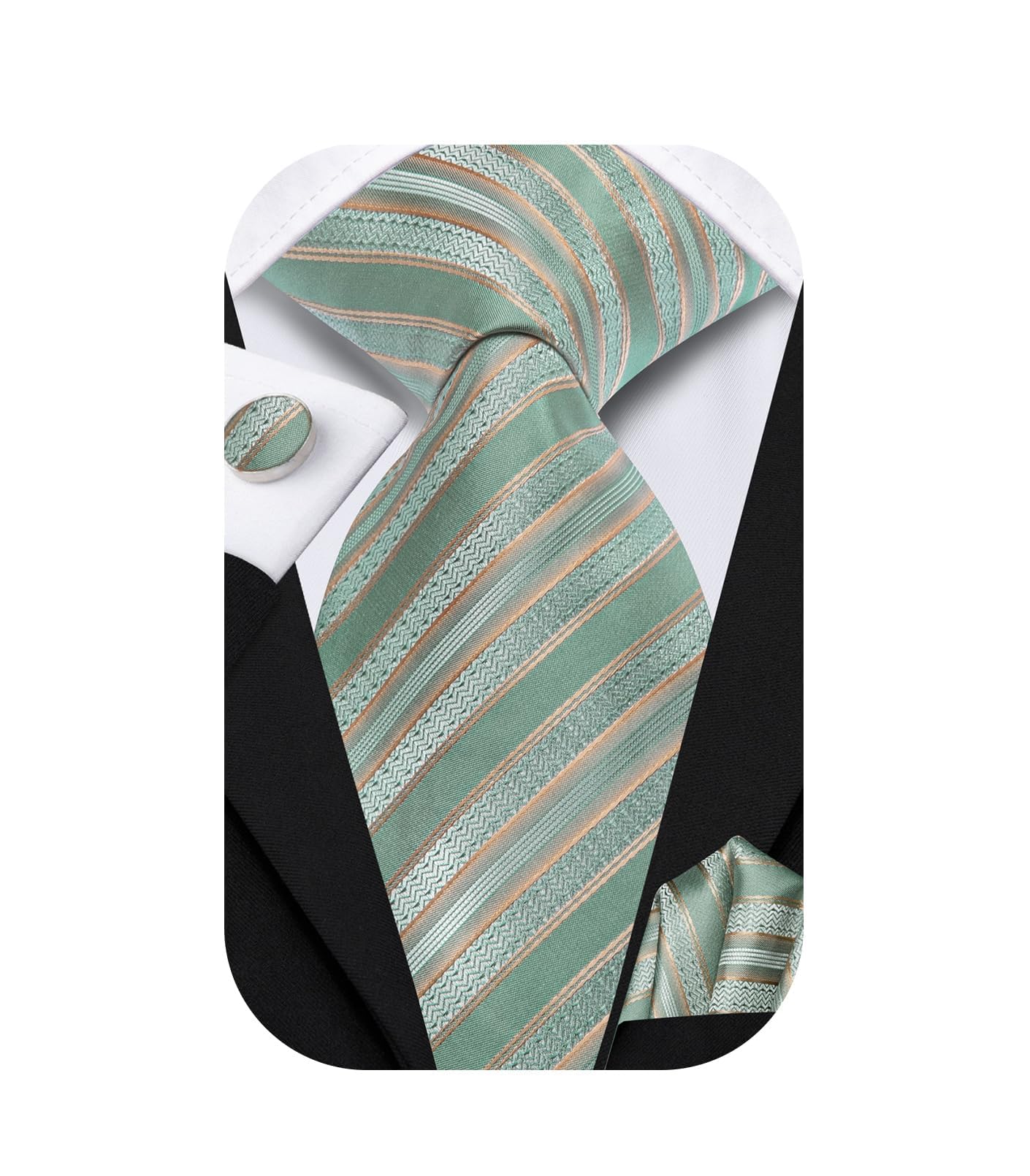 Dubulle Mens Tie Set Solid Paisley Silk Striped Necktie for Men with Cufflinks Tie and Pocket Square
