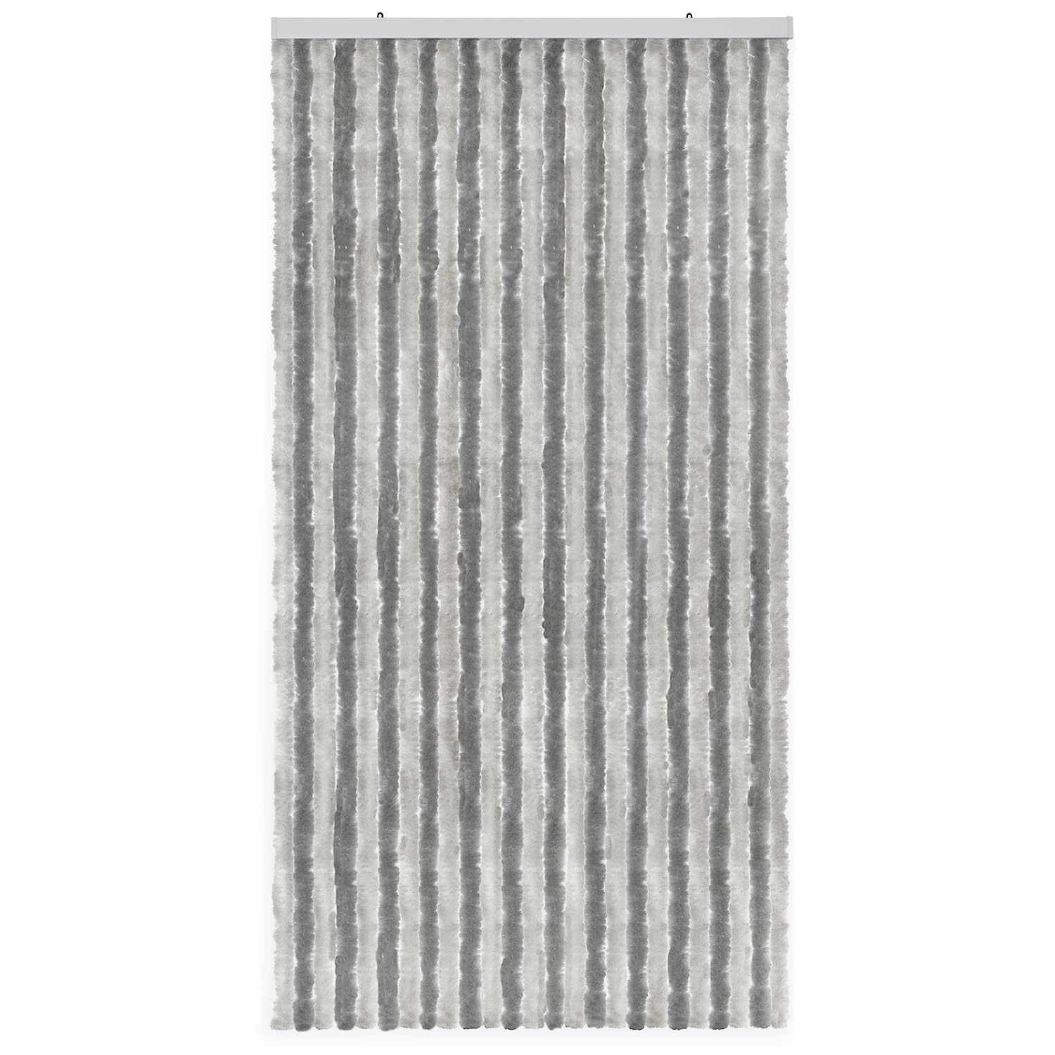 Chenille-Flauschvorhang - 56 x 185 cm - Schwarz / Grau | Türvorhang