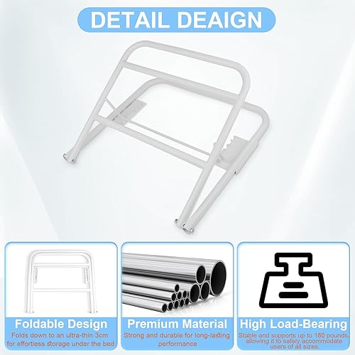 Miniatura 4 de Paquete de 2 cuñas de metal para debajo del colchón, cuña de metal para debajo del colchón, elevador de colchón de 4 alturas ajustables, soporte