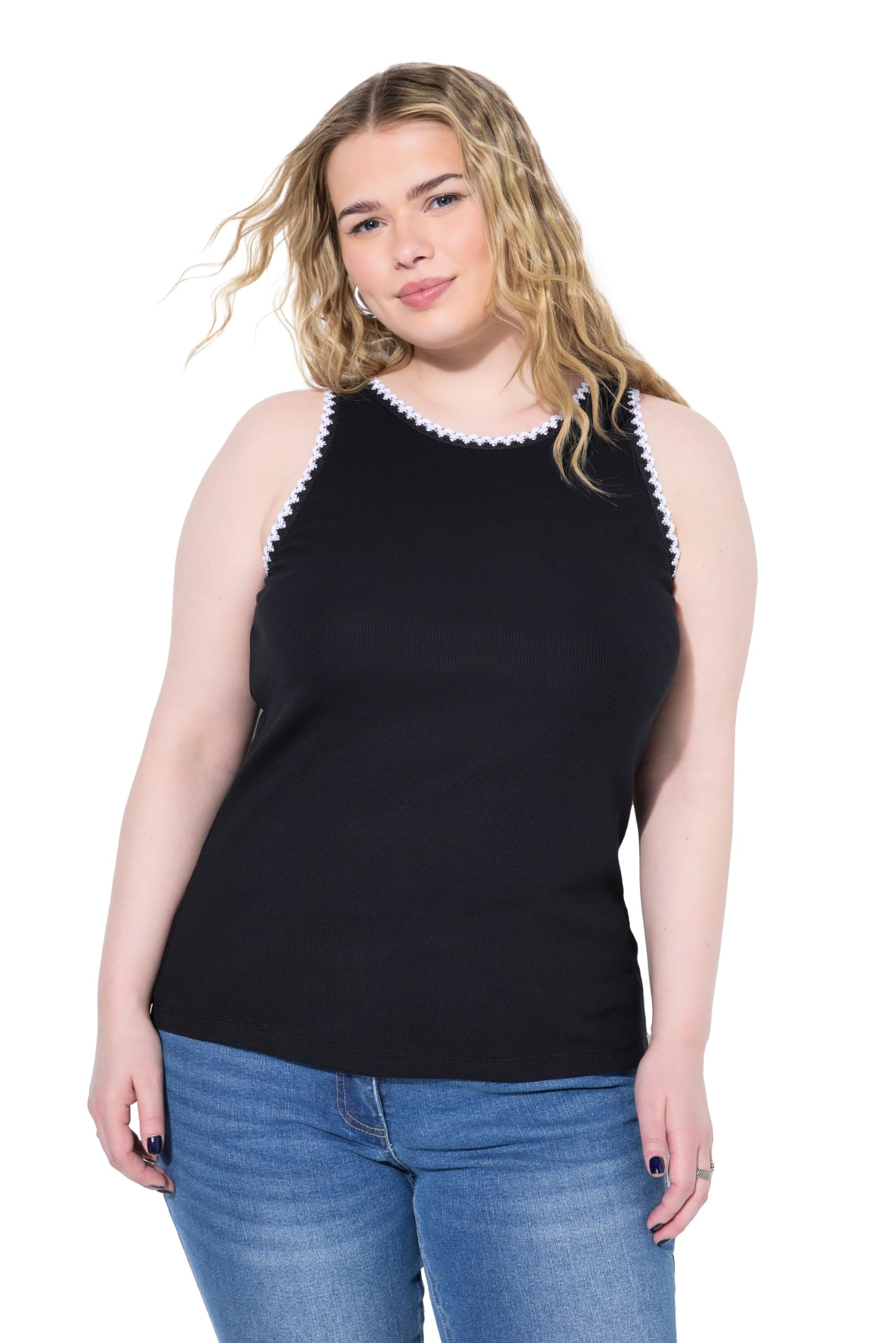 Studio Untold Damen große Größen Übergrößen Plus Size Ripptop, Slim Shape, Häkel-Kanten 840817