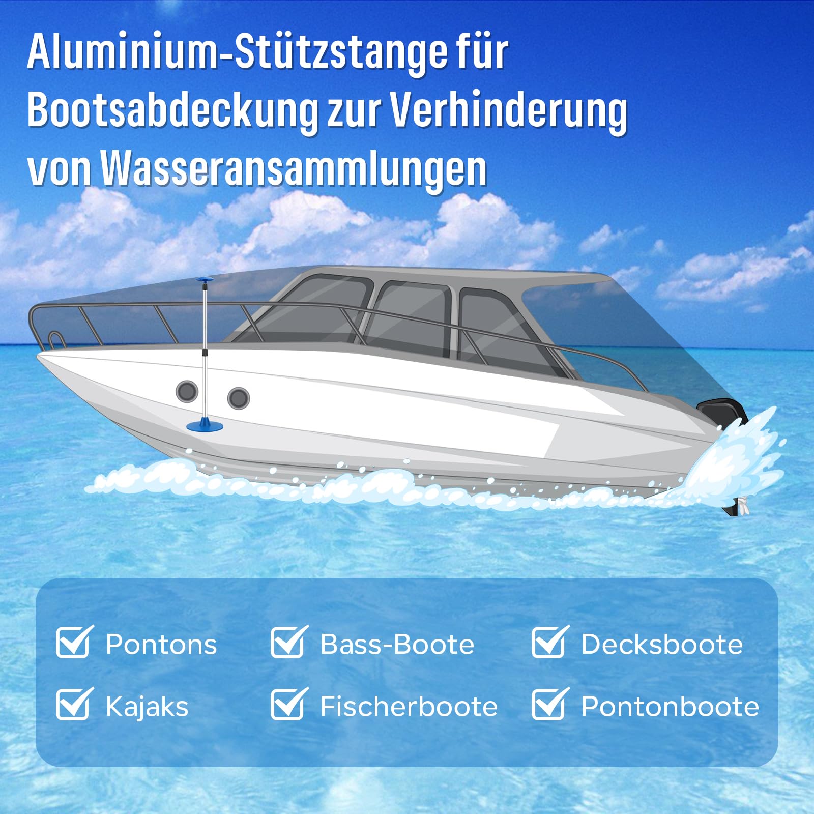 KOMCLUB 2er Aktualisieren Stützstange für Bootsabdeckungen