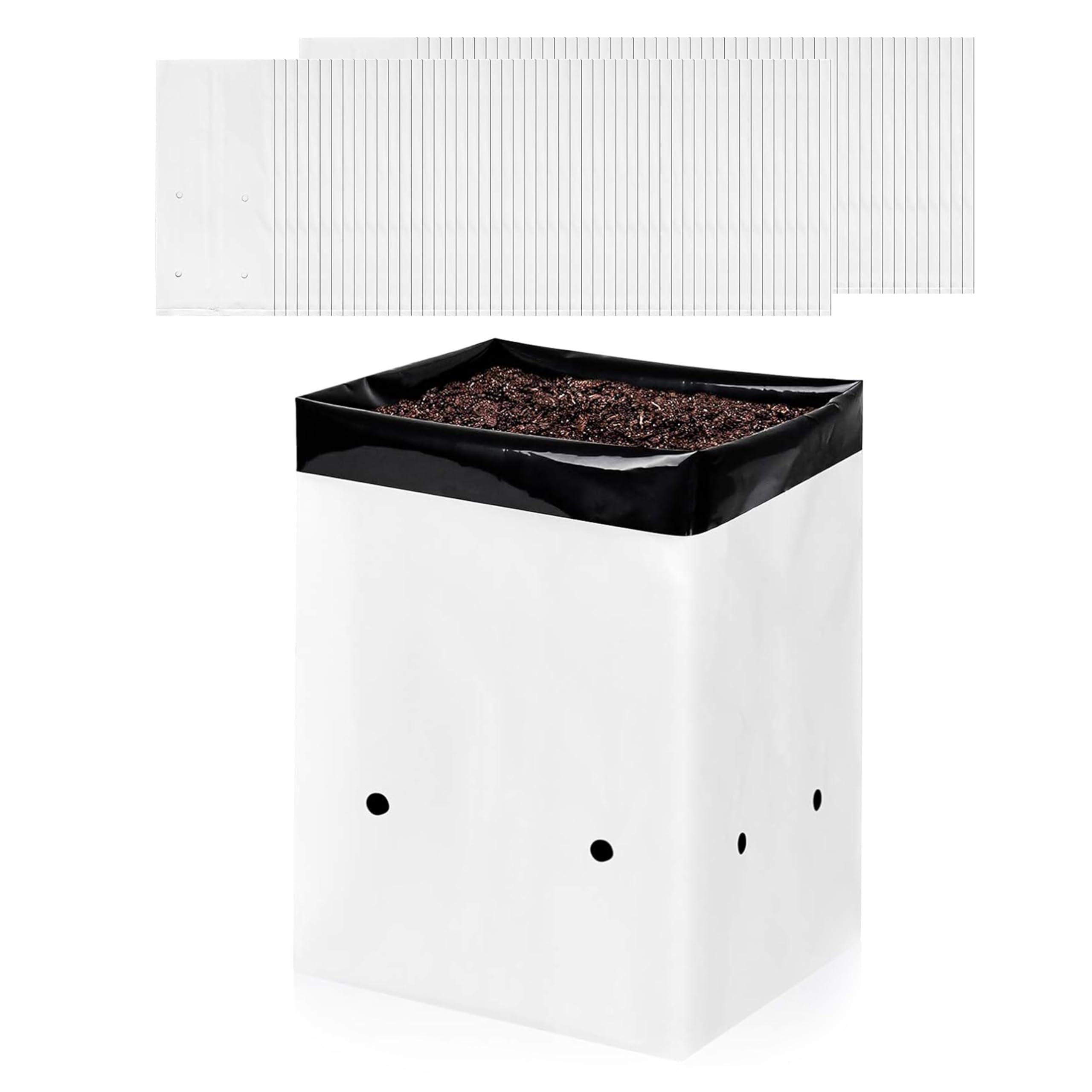 YSSOA Lot de 100 Sacs de Culture de 10 litres, conteneurs en Film de Panda Noir et Blanc pour semis, Sacs en Plastique épais pour tomates, Pommes de Terre, Carottes, Taro-Jardin pépinière et