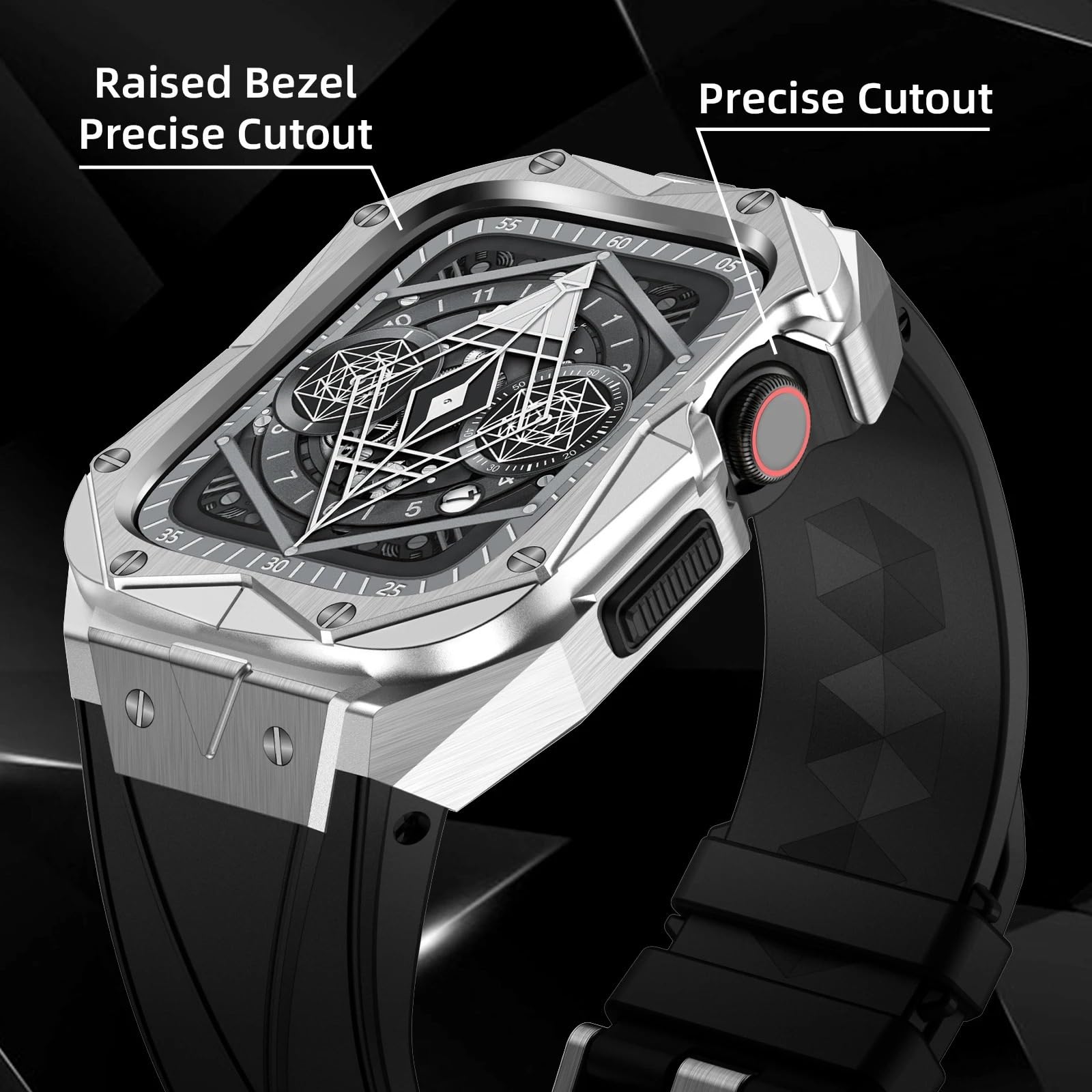 SAAWEE Kit de modification de boîtier de montre en caoutchouc, pour Apple Watch Series 9/8/7/SE/6 5/4/45 mm/44 mm, 40MM, Agate