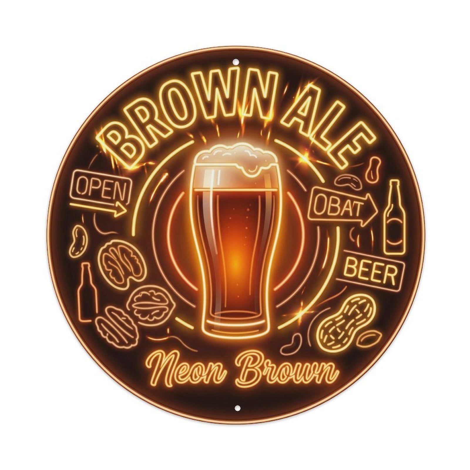 Brown Ale Beer Tavern Culture Traditional Strong Brew Metal Tin Sign