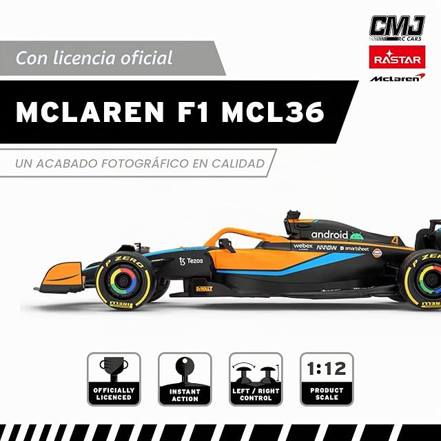 Foto 2 de 4 de McLaren F1 MCL36 Coche RC (Escala 1:12)- 2022 Fórmula 1 Coche teledirigido Pilotos