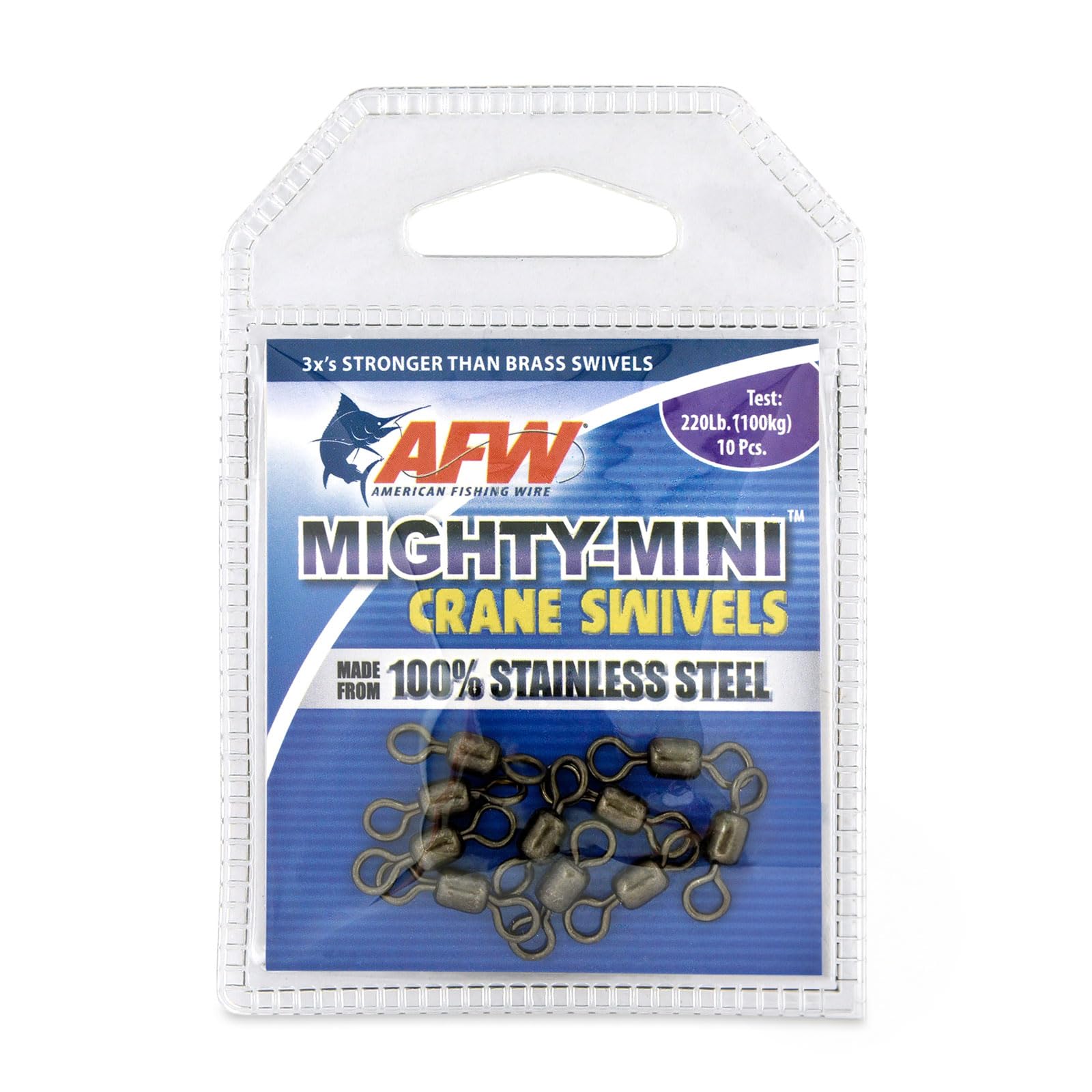 American Fishing Wire Mighty Mini Snap Crane Swivels - 100% Stainless Steel, 3X Stronger Than Brass, Up to 600lb Test - Essential Fishing Gear for Every Tackle Box - Ideal for Any Fishing Line Leader