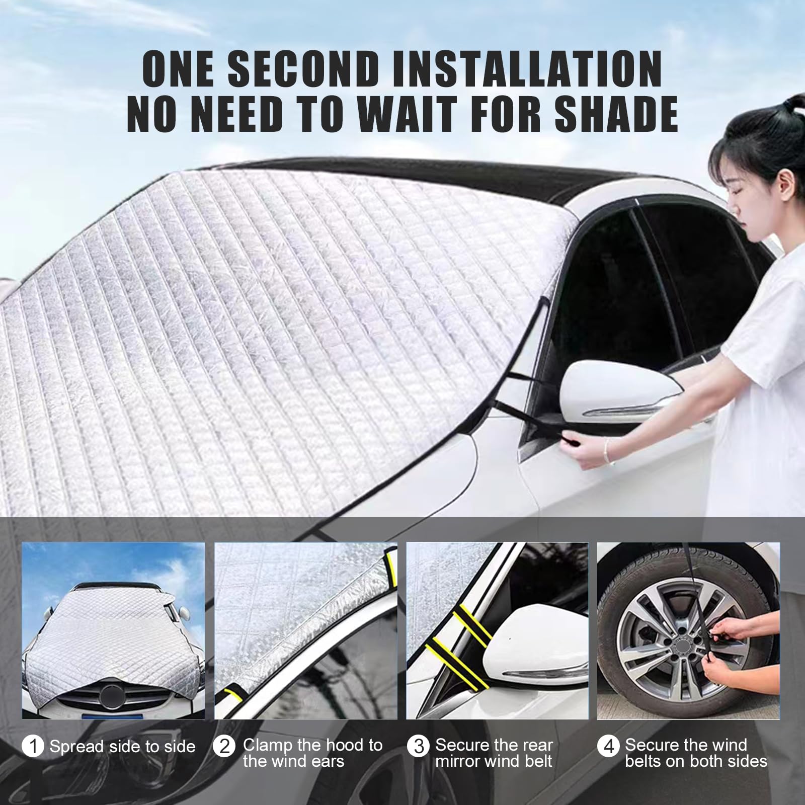 ZBGUN 1 PC Car Half Car Cover Sunshade Windshield Hood All-Season Protection Waterproof Dustproof Frostproof Portable Car Cloth — view 2