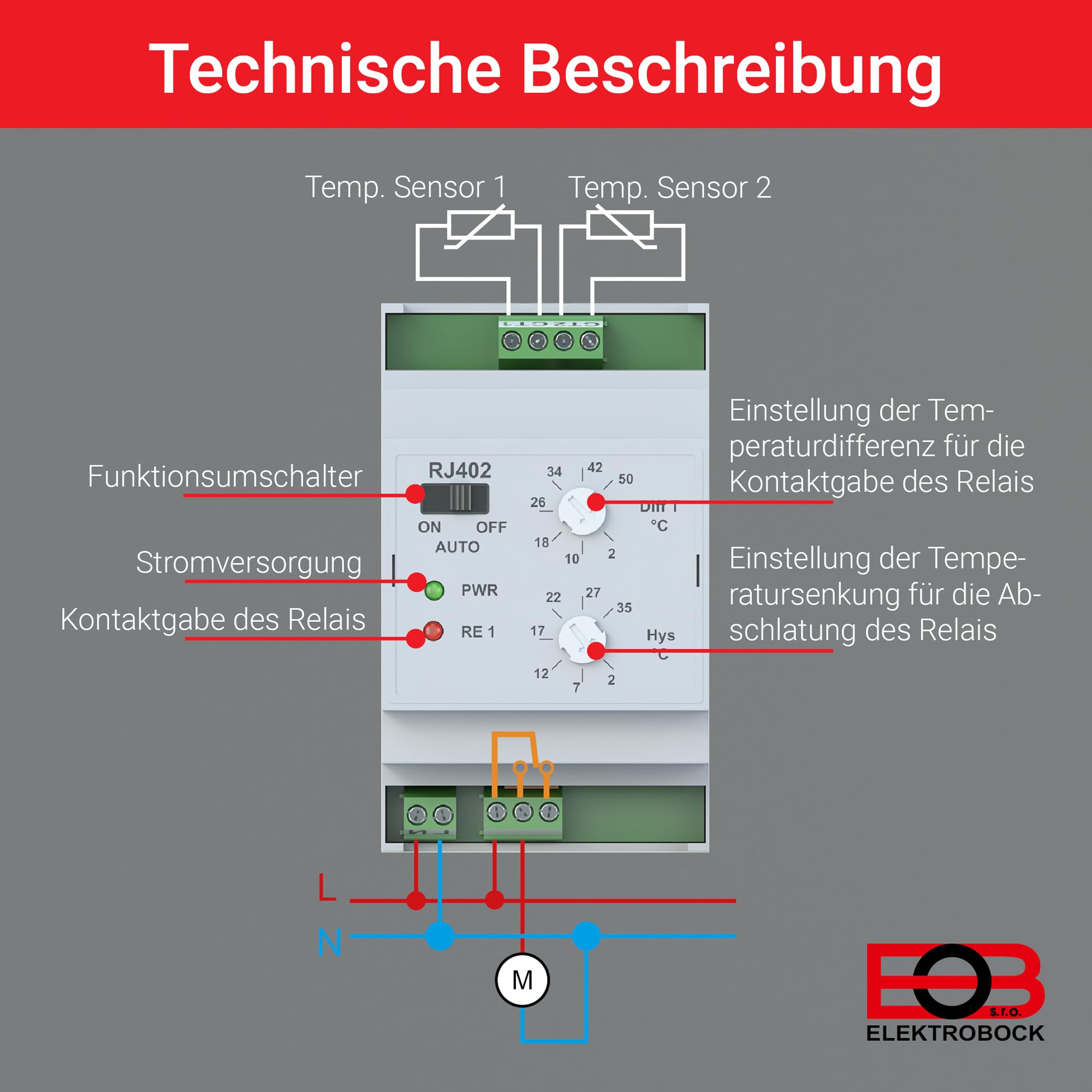 Elektrobock RJ402 przełącznik różnicowy temperatury