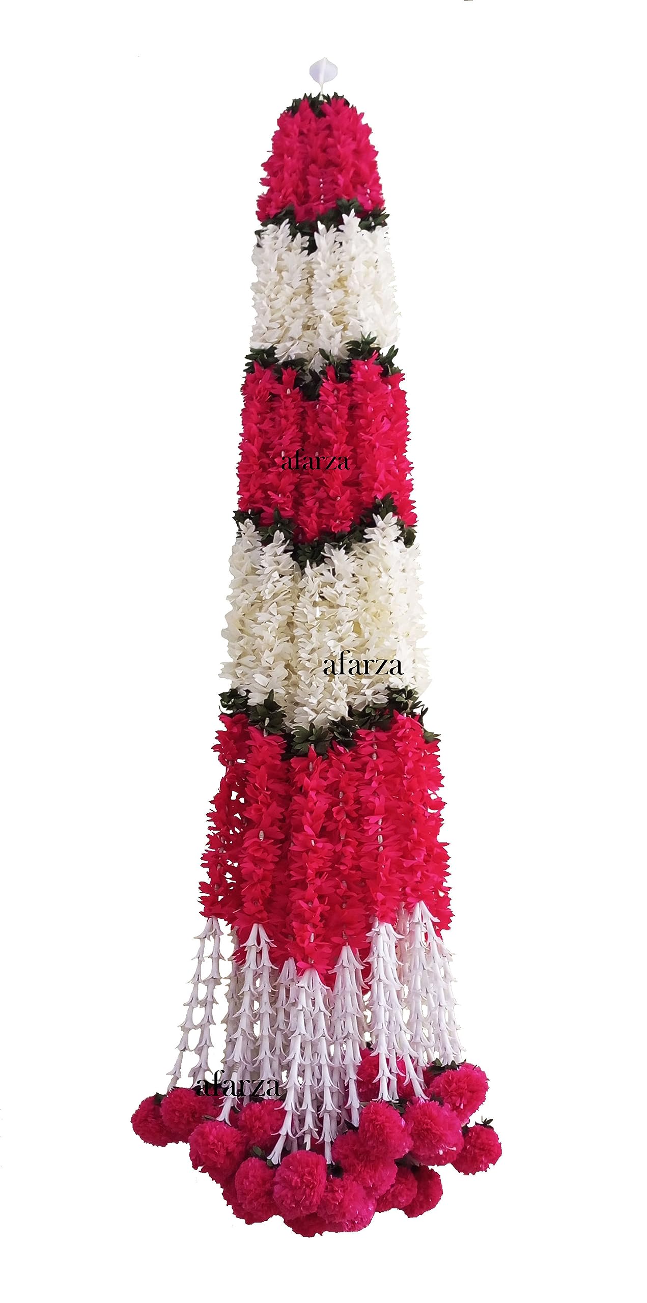 AFARZA; CHOICE GOOD FEEL GOOD Plastic Artificial Flower Garland Toran For Door Entrance Home Decoration Hanging 4 Pieces 5 Feet (White-Pink)
