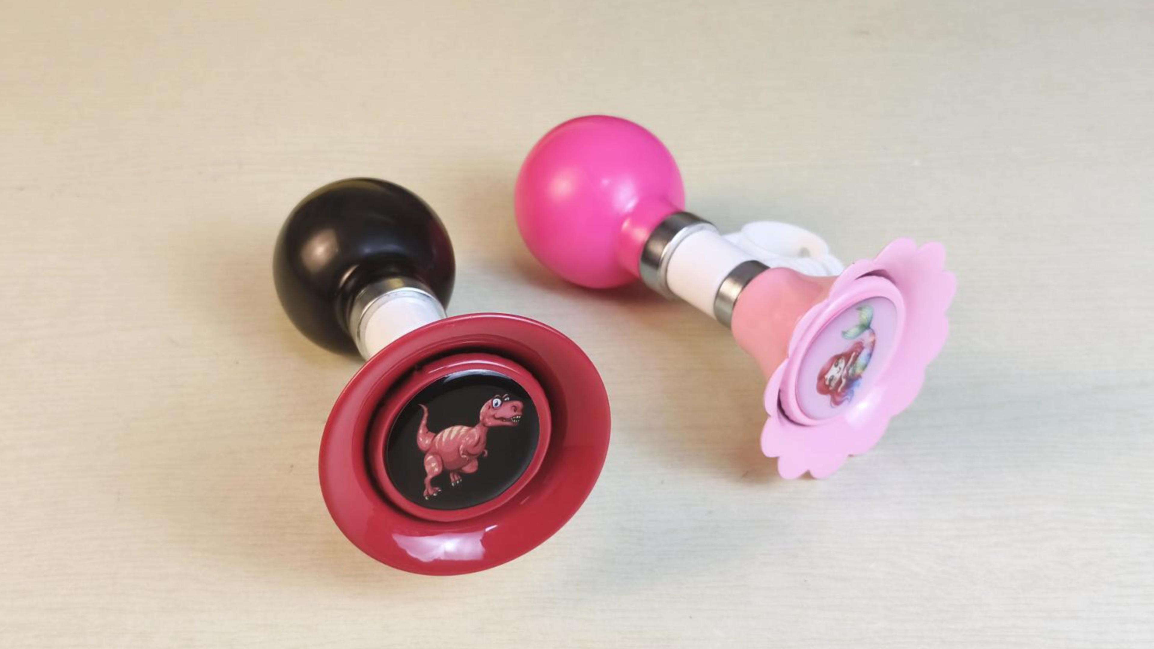 Corno Per Bici Bambini - Clacson Ad Aria Con Motivo Dinosauro/Sirena, Universale 22mm - Foto 10