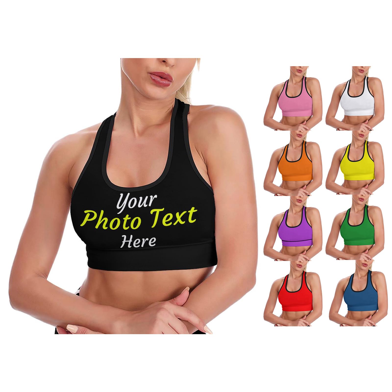 Lihakab Women's Style 4 Personalised Sports Bra Tank Top For Custom Crop Top Personalised Yoga Top Running Vest Sleeveless Shirt For Gym Vest