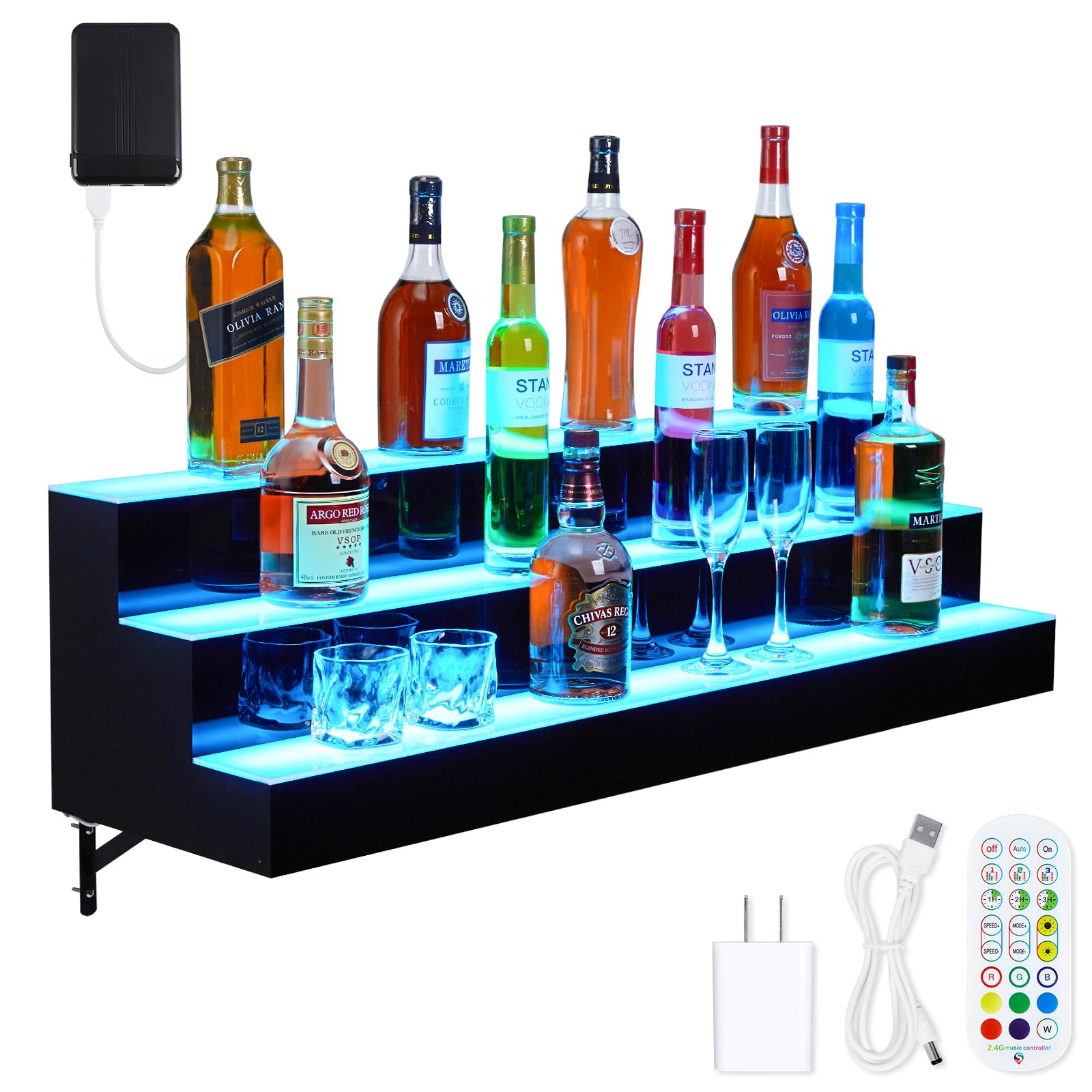 Amazon.com: Takywep LED Lighted Liquor Bottle Display Shelf, 3