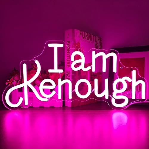 Miniatura 7 de Letrero de neón con texto en inglés "I am Kenough para decoración de pared, regulable, para dormitorio, bar, letrero de neón para niña, letreros de