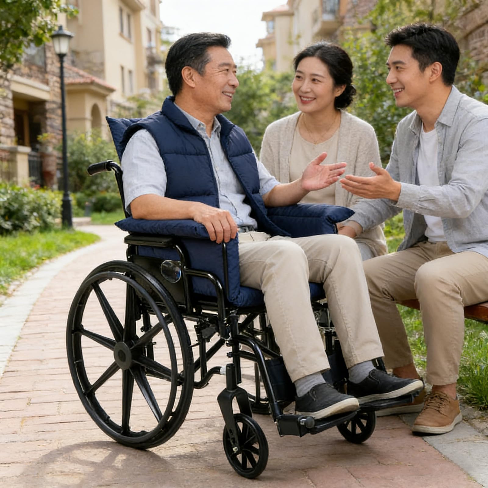 Cojín Reductor de Presión para Silla de Ruedas, Cojín Antiescaras con Respaldo, Lavable, Cómodo Cojín de Asiento para Alivio del Dolor de Ciática