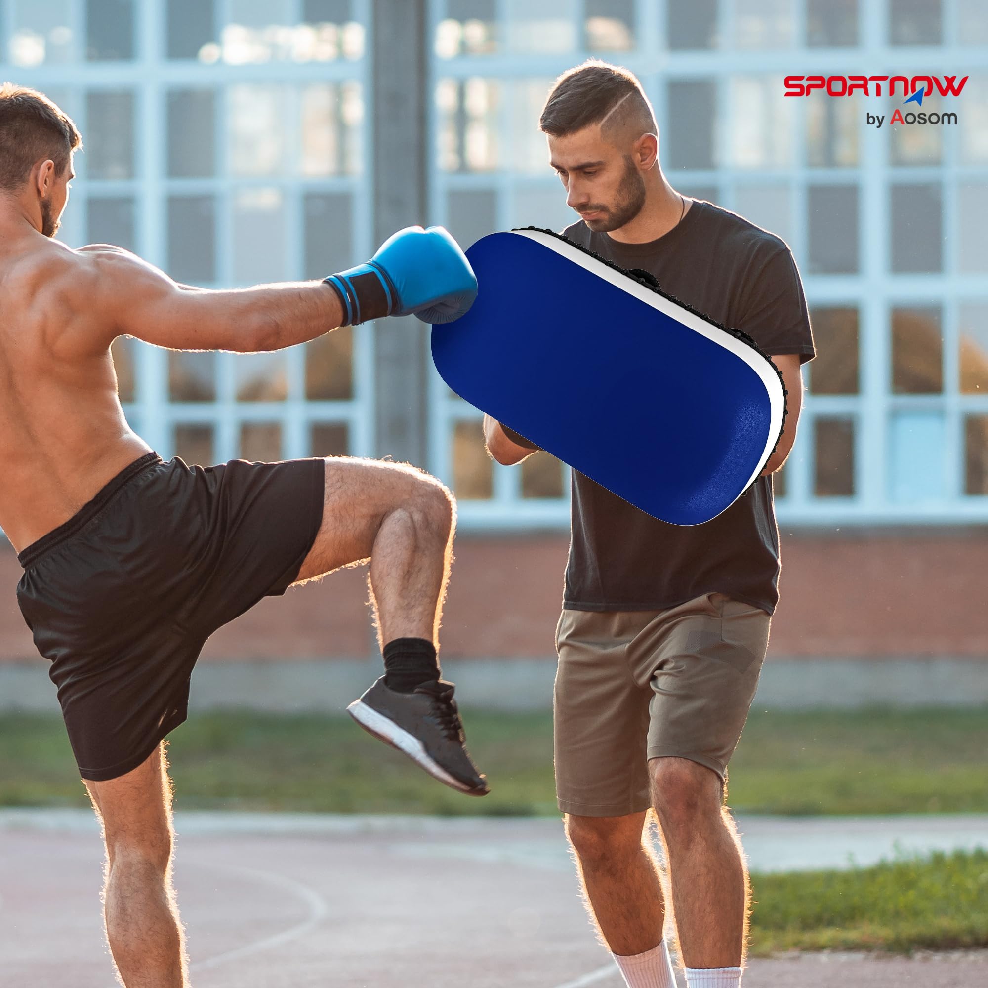SPORTNOW Colpitore Boxe Imbottito per Braccio, Pao Muay Thai in PU e EPE con Cinghie e Maniglia, 38x20x18 cm