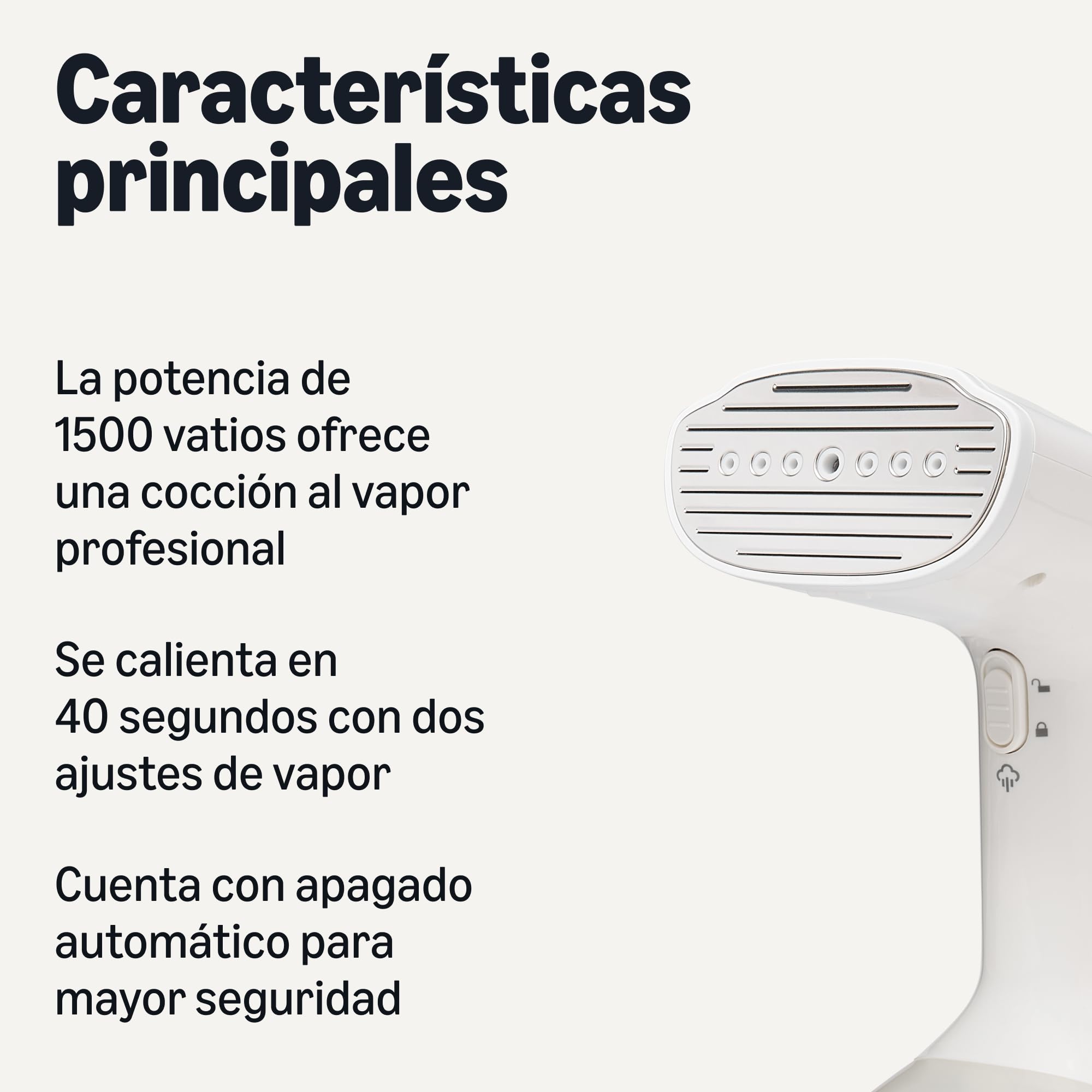 Amazon Basics Turbo Extreme Steam Vaporizador de mano con 2 accesorios, 1500 W, Pequeño, Blanco