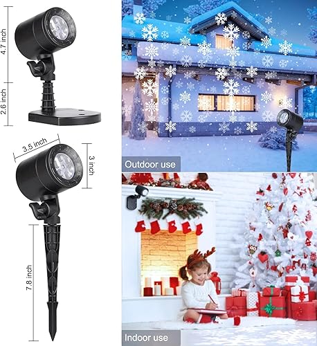 Miniatura 4 de Luces de proyector de Navidad para exteriores luces LED de copo de nieve impermeables enchufables efecto móvil luces de nieve montadas en la pared
