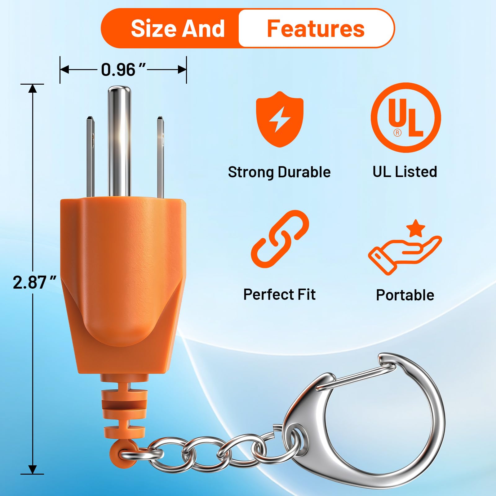 Neutral Ground Bonding Plug - Floating Ground Adapter for Portable Inverter Generators, RVs, Motorhomes & Campers (NEMA 5-15P/TT-30R),with Keychain, Improve Generator Grounding Security--2Pack — view 6