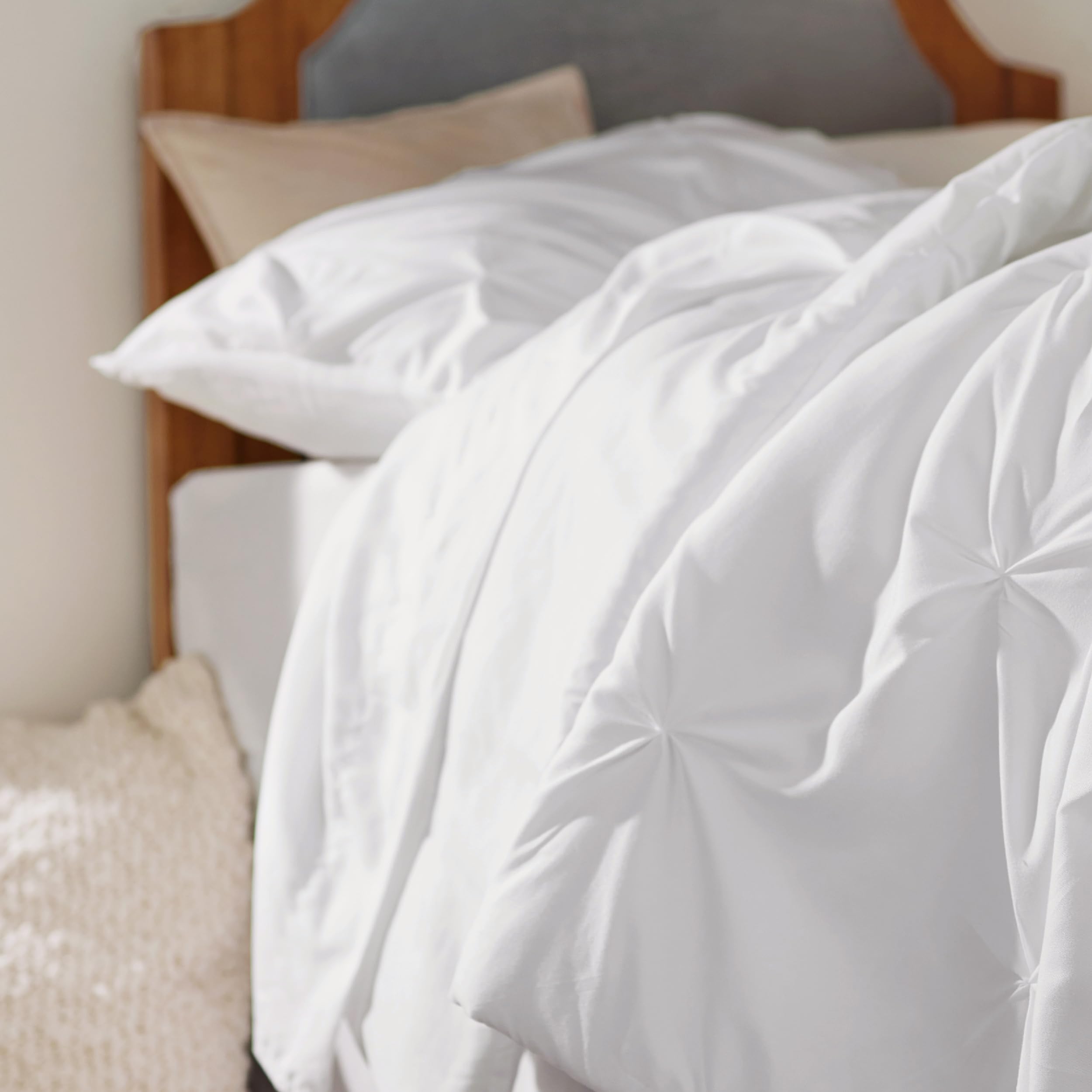 Bedsure Twin XL Comforter Set with Sheets - 5 Pieces Twin XL Bedding Sets, Pinch Pleat White Bed in a Bag with Comforter, Sheets, Pillowcase & Sham, Kids Bedding Set