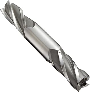 YG-1 E1053 High Speed Steel (HSS) Square Nose End Mill, Double End, Weldon Shank, Uncoated (Bright) Finish, 30 Deg Helix, 4 Flutes, 3.375