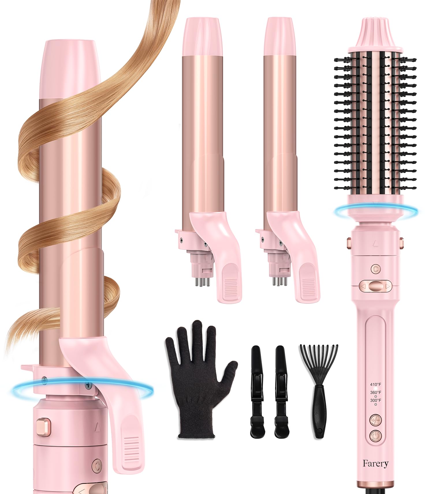 Farery 3-in-1 Automatic Rotating Curling Iron Set
